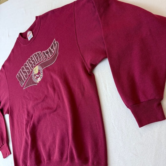 Vintage Hanes Mississippi State Bulldogs Sweatshirt XL Maroon Crewneck - Picture 9 of 11